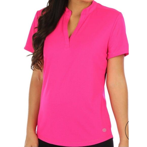 Reel Legends Womens Freeline Mandarin Short Sleeve Pink Top 2X - Picture 3 of 11